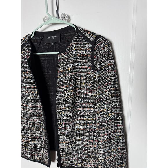 Lafayette 148 Black Multicolor Boucle Speck Tweed Zip Jacket Work Career Small - Picture 3 of 8